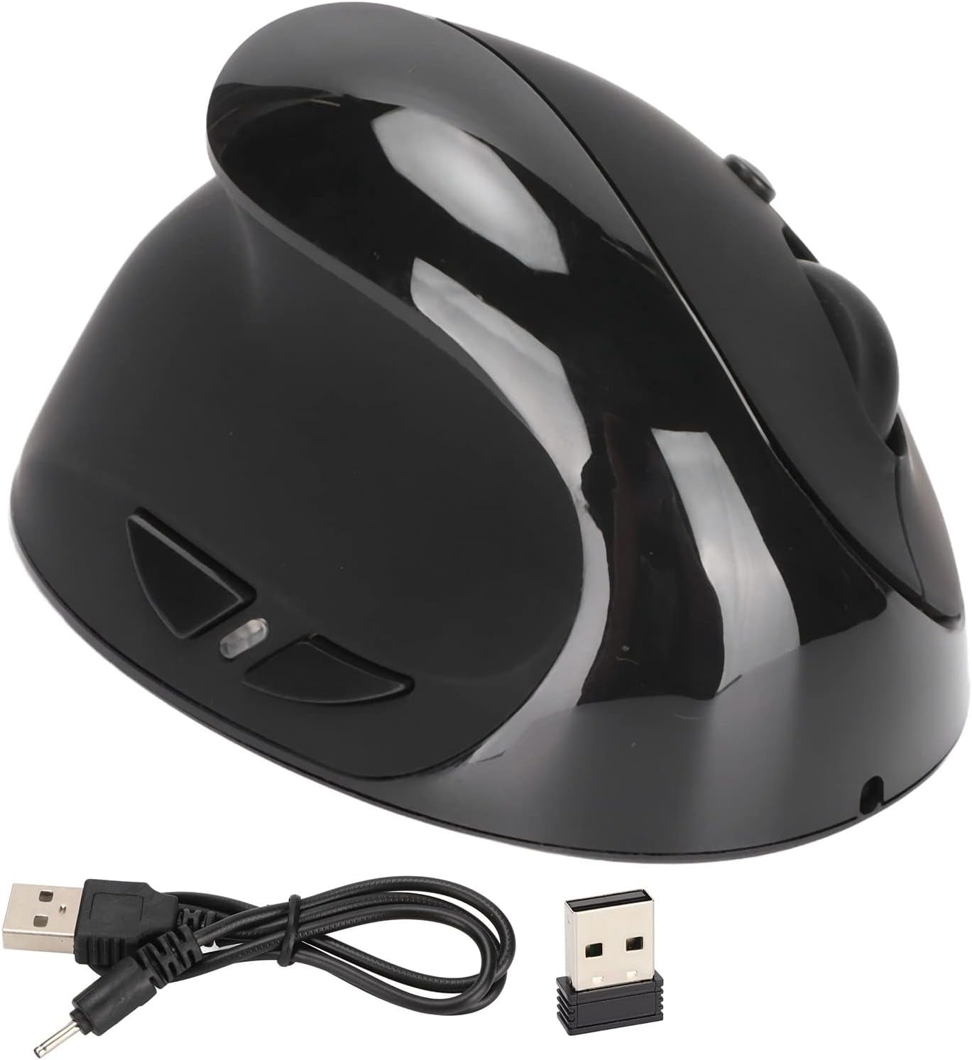 Left-Handed Mouse, 2.4G Wireless Vertical Ergonomic Mouse, 800/1200/1600 DPI Adjustable, Rechargeable Optical Mouse with USB Receiver, for Laptop Computer PC Desktop (Black)