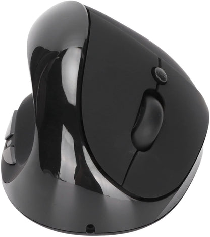 Left-Handed Mouse, 2.4G Wireless Vertical Ergonomic Mouse, 800/1200/1600 DPI Adjustable, Rechargeable Optical Mouse with USB Receiver, for Laptop Computer PC Desktop (Black)