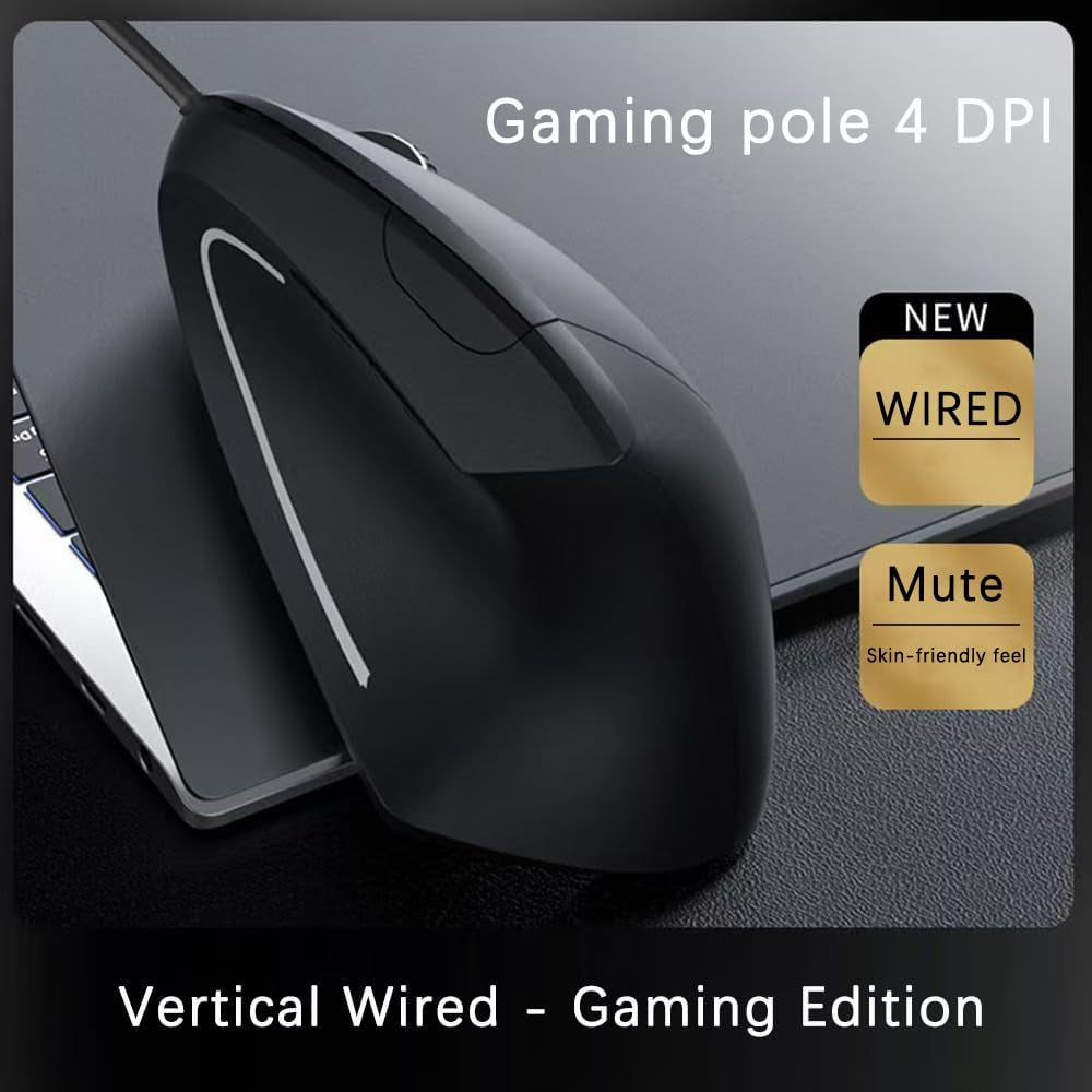 Wired Mouse, Ergonomic Mouse 6 Buttons Silent Mouse 4 Adjustable DPI Vertical Mouse Compatible with Windows/Chrome/Laptop/Computer