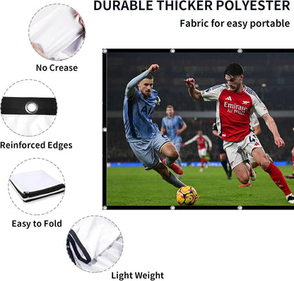 Portable Projector Screen Outdoor, 120In Projector Screen 16:9 4K HD Lightweight Movie Screen, for Outdoor Movie Screen Backyard Indoor Home Theater Projection (Screen)