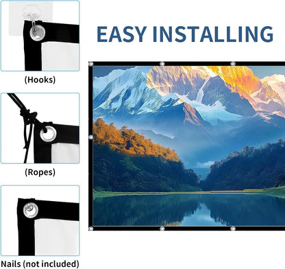 Portable Projector Screen Outdoor, 120In Projector Screen 16:9 4K HD Lightweight Movie Screen, for Outdoor Movie Screen Backyard Indoor Home Theater Projection (Screen)