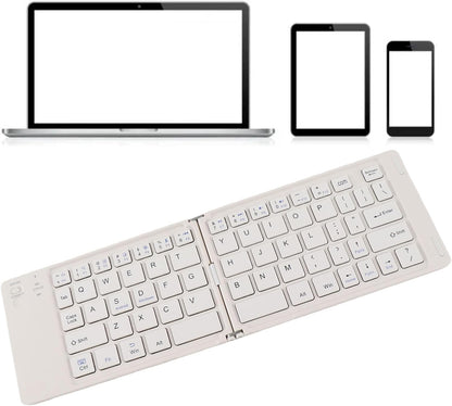 Foldable BT Keyboard - Portable BT 5.0 Wireless Keyboard, Magnetic Ultra Slim Portable Travel Keyboard, Portable Wireless Keyboard for Android for Win (White)