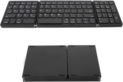 Foldable Keyboard, Triple Folding Keyboard Bluetooth Keyboard, Full Size Ultra Slim Portable Wireless Keyboard for Laptop Tablet Smartphone (Black)