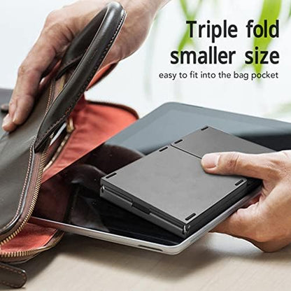 Foldable Keyboard, Triple Folding Keyboard Bluetooth Keyboard, Full Size Ultra Slim Portable Wireless Keyboard for Laptop Tablet Smartphone (Black)