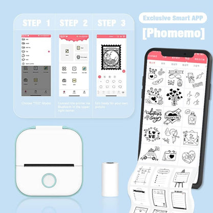 Inkless Printer | Inkless Thermal Sticker Printer | Portable Wireless Printer | Pocket Printer Sticker Maker Machine | Study Supplies for Journal, Photos, Notes, Kids Gift