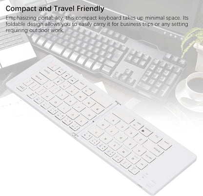 Foldable BT Keyboard - Portable BT 5.0 Wireless Keyboard, Magnetic Ultra Slim Portable Travel Keyboard, Portable Wireless Keyboard for Android for Win (White)