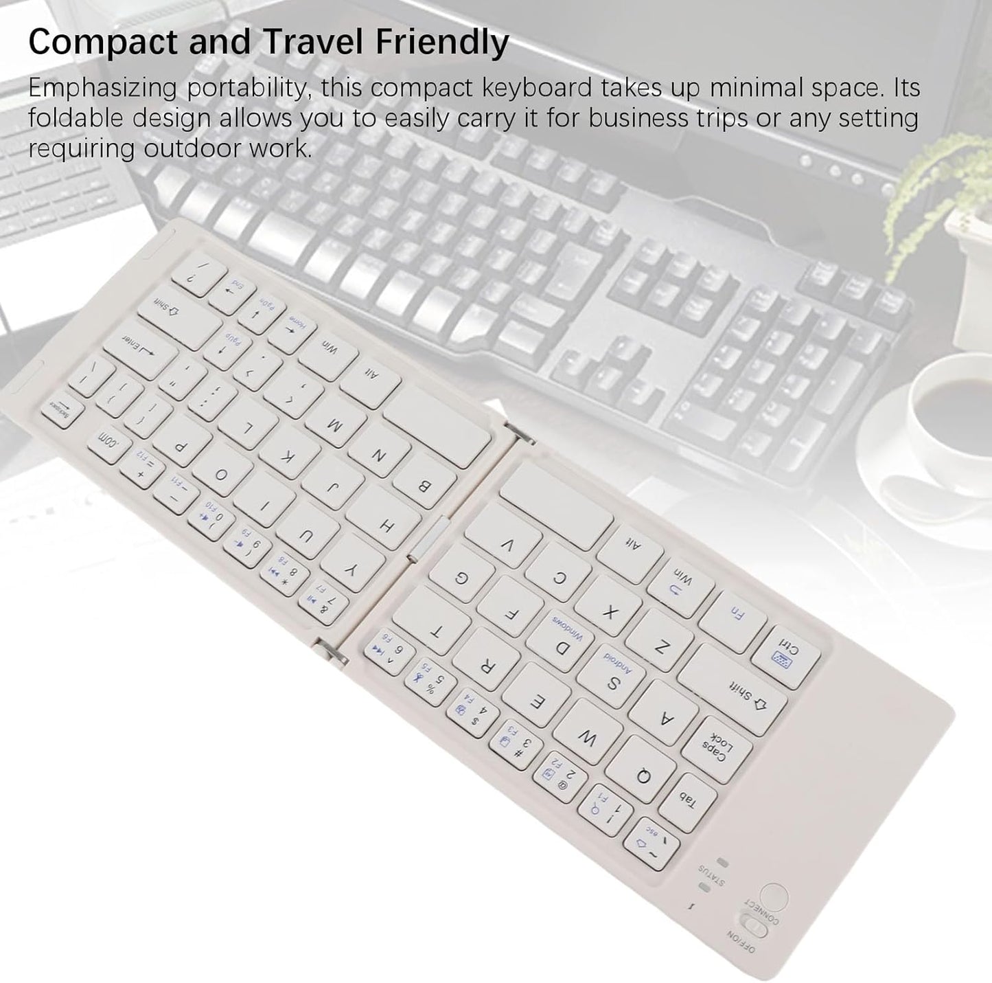 Foldable BT Keyboard - Portable BT 5.0 Wireless Keyboard, Magnetic Ultra Slim Portable Travel Keyboard, Portable Wireless Keyboard for Android for Win (White)