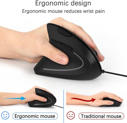 Wired Mouse, Ergonomic Mouse 6 Buttons Silent Mouse 4 Adjustable DPI Vertical Mouse Compatible with Windows/Chrome/Laptop/Computer