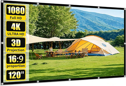 Portable Projector Screen Outdoor, 120In Projector Screen 16:9 4K HD Lightweight Movie Screen, for Outdoor Movie Screen Backyard Indoor Home Theater Projection (Screen)