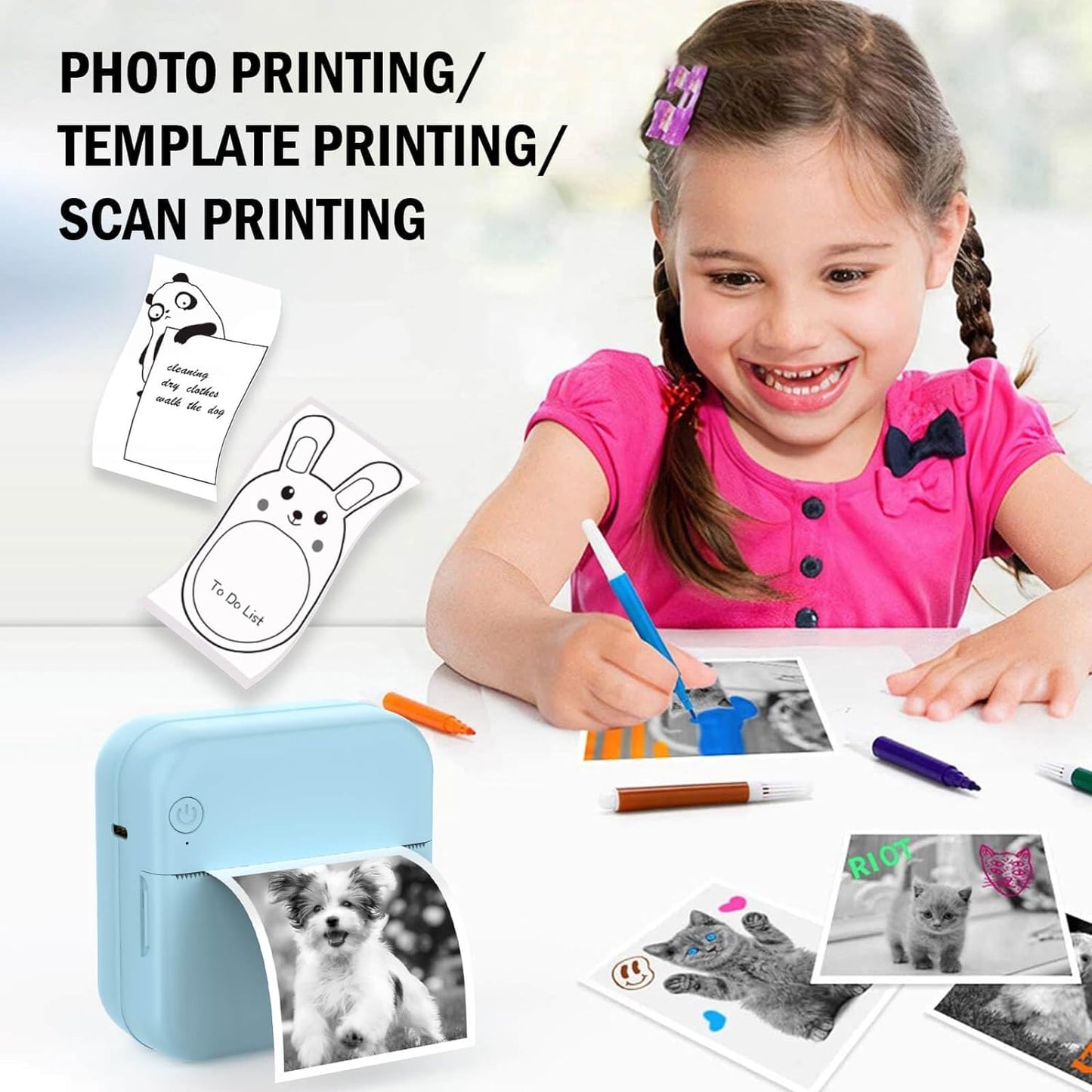 10 Rolls Mini Printer Paper - 5 Thermal Sticky & 5 Plain, 57X25Mm for Inkless Printer, Notes, Journal, Memo, Photo, Study