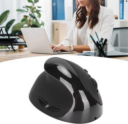 Left-Handed Mouse, 2.4G Wireless Vertical Ergonomic Mouse, 800/1200/1600 DPI Adjustable, Rechargeable Optical Mouse with USB Receiver, for Laptop Computer PC Desktop (Black)