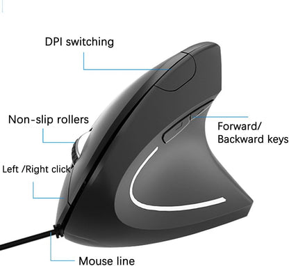 Wired Mouse, Ergonomic Mouse 6 Buttons Silent Mouse 4 Adjustable DPI Vertical Mouse Compatible with Windows/Chrome/Laptop/Computer