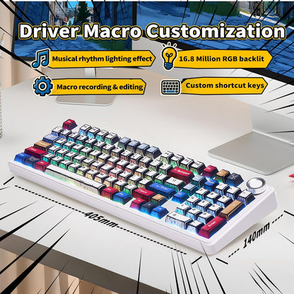 X Aula F99 Pro Mechanical Keyboard, Wireless Gaming Keyboards RGB Backlit Hot Swappable Custom Creamy Bluetooth Computer Keyboard, Tri-Mode Bt5.0/2.4Ghz/Usb-C, Pre-Lubed Switches PBT Keycaps